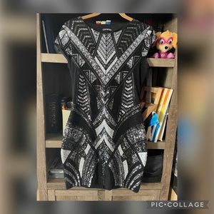 Dress sparkles on it black and white